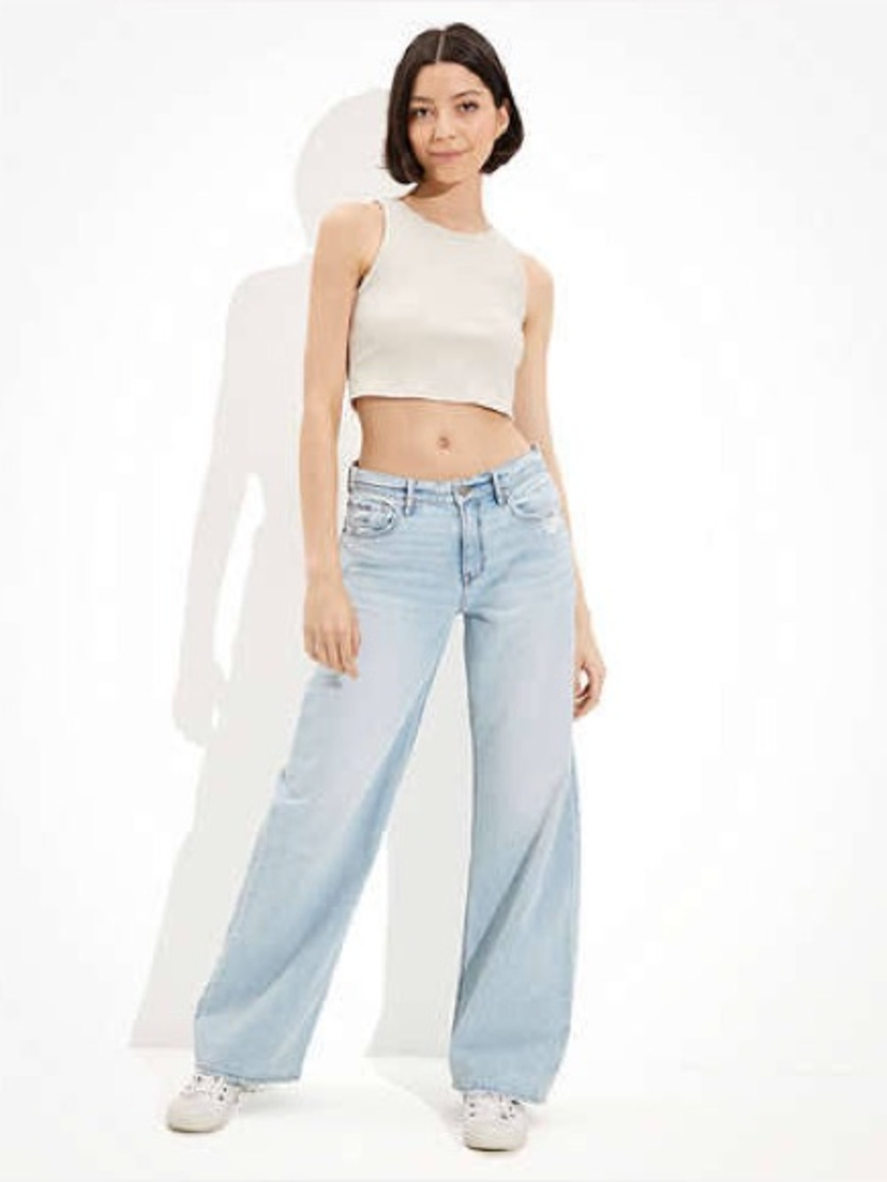 American Eagle Outfitters AE Low Rise Skater Wide Leg Jeans Size 18 Light Wash